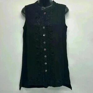 Parsley and sage size, small black tank top embroidery